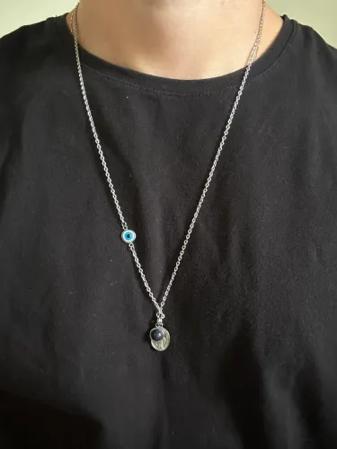 Colar Key design em aço prata 