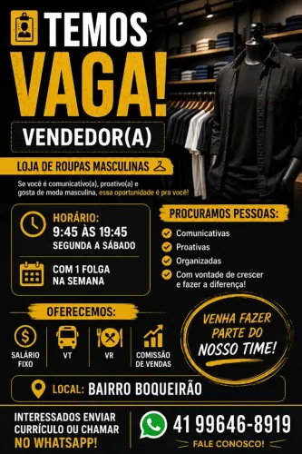 Vaga vendedor 