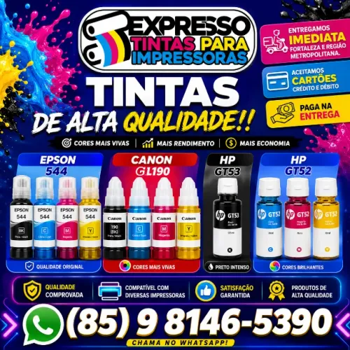 Tinta Epson Canon e HP Pronta Entrega. Fale Conosco. Tire Suas Dúvidas.