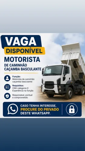 Preciso de motorista caminhão caçamba 