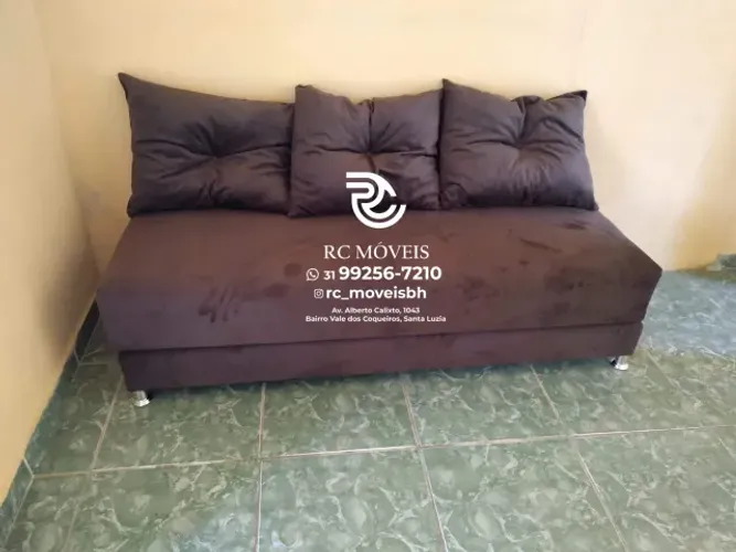 Sofá Cama Bicama com 3 Almofadas - Compacto e Funcional