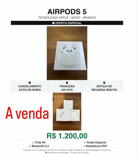 AirPod 5 - Versão carregamento sem fio