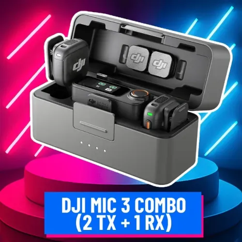 (NOVO) DJI Mic 3 Combo (2 TX + 1 RX) Microfone sem fio Profissional
