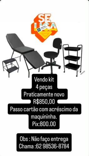 Kit Estética Completo 4 Peças Maca, Cadeira, Carrinho e Escadinha Praticamente Novo!