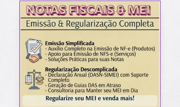 Emissão de Nota Fiscal e Suporte/Regularização de MEI