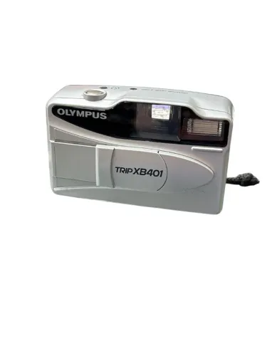 Esta é uma câmera analógica Olympus Trip XB401, um modelo compacto "point-and-shoot" dos a