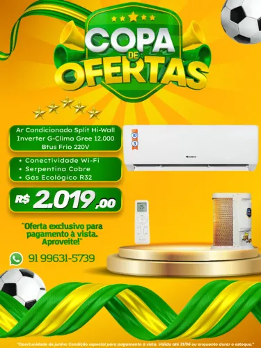 Ar Condicionado Split Hi-Wall Inverter G-Clima Gree 12.000 BTUs Frio 220V R-32