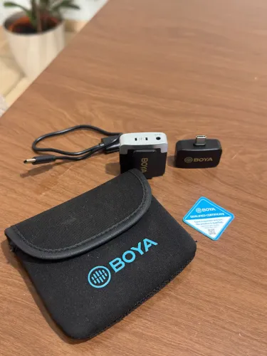microfone boya, by-m1v3, 2.4 ghz, redutor de ruído, linha profissional