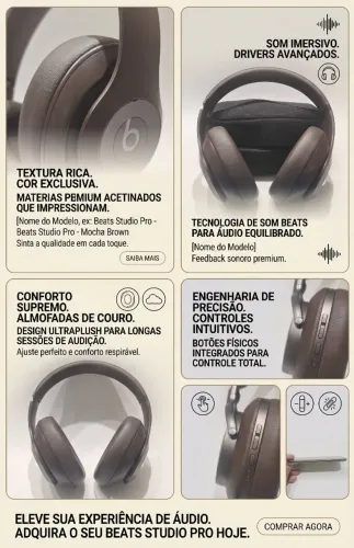 Fone De Ouvido Over-ear Sem Fio Beats Bluetooth Studio Pro