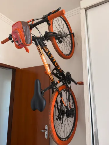 Usado Bicicleta Colli Aro 26 Aço Bike Freestyle Grau 21v Preto e Laranja 