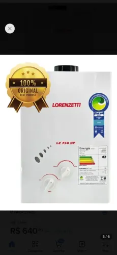 Aquecedor de água a gás lorenzetti GLP