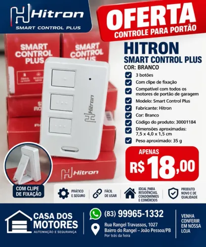 CONTROLE PARA PORTÃO HITRON SMART CONTROL PLUS BRANCO