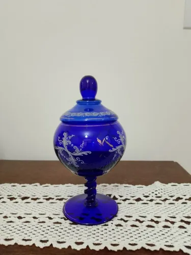 POTICHE TAÇA AZUL COBALTO