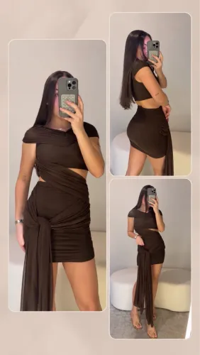 Vestido de tule marrom 34