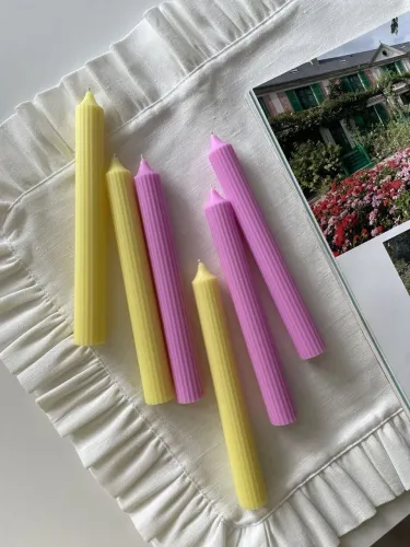 Velas Caneladas 19cm Artesanais Decorativas Para Casa Casamento Festa Mesa