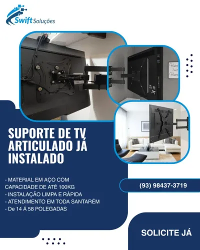 Suporte de TV Articulado Já Instalado