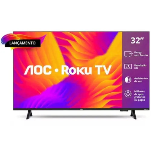 Smart TV AOC 32 Polegadas HD Roku TV e Borda Infinita