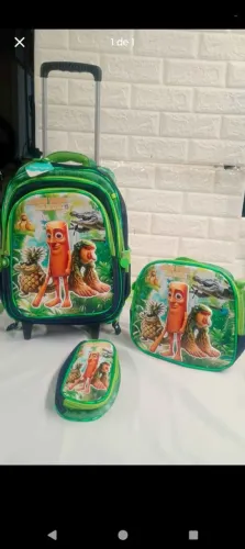 Kit completo mochila com rodinhas, lancheira térmica e estojo
