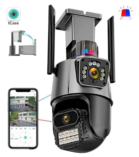 Câmera Smart Visão Noturna 8mp Ptz Wi-fi 360° Cinza Com Preto (NOVO)