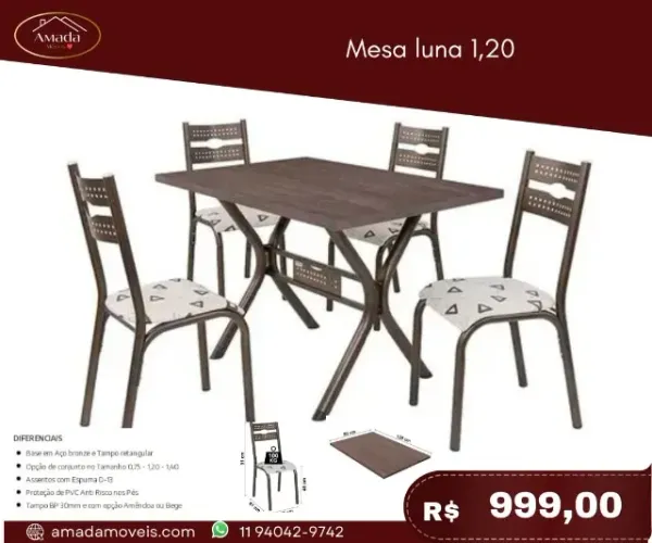 Mesa Luna 1,20, a pronta entrega 
