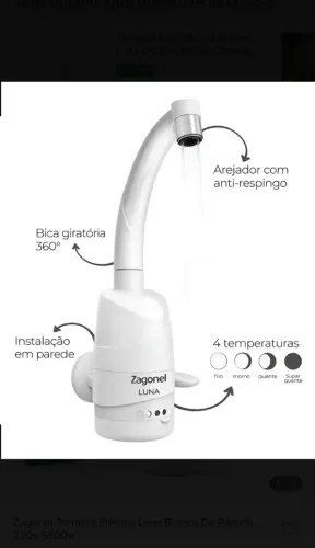 Torneira elétrica nova Zagonel