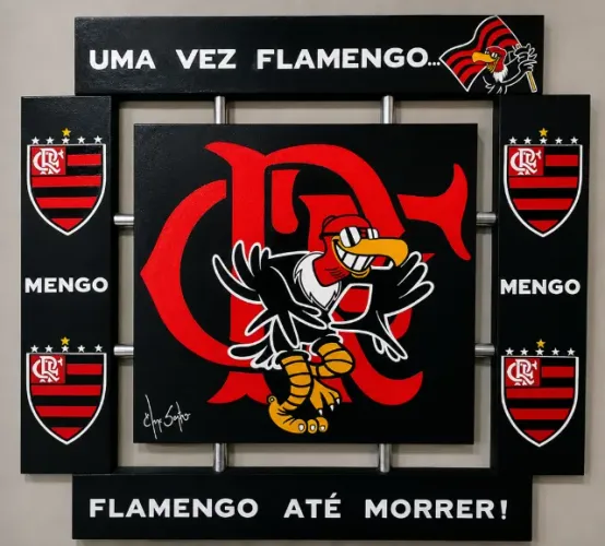 Quadro do Flamengo (Pintado a mão / acabamento em Resina Premium)