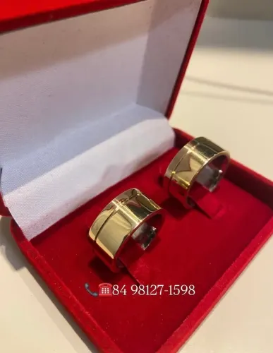 Par Alianças 8mm Moeda Antiga Maciça 
