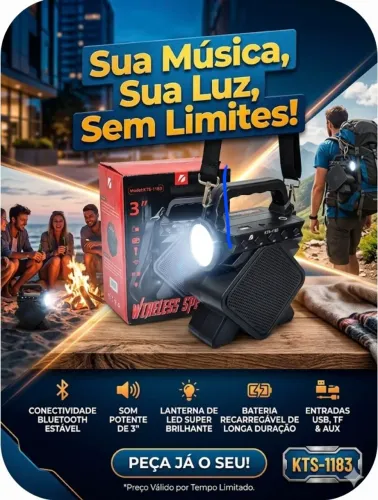 Caixinha de som com lanterna 