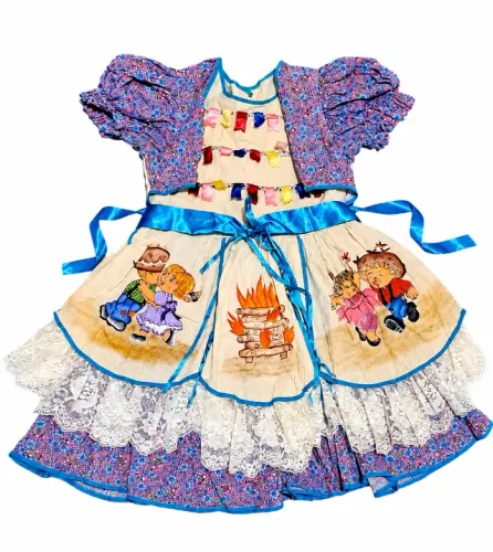 Vestido Junino Infantil Pintado - 5/6 anos