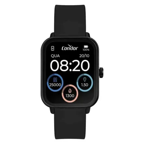 Smartwatch Condor Preto Unissex Bluetooth COSMART1AA/8P para treinos e corridas