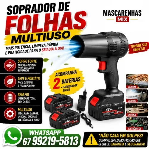 Soprador de Folhas Portátil com 2 Baterias Cod: 0143