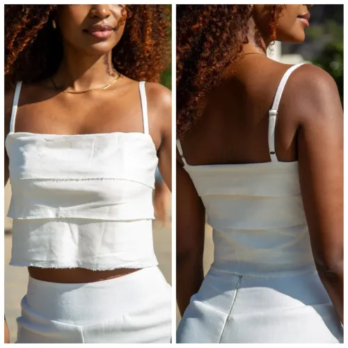 Cropped em Camadas de Linho 