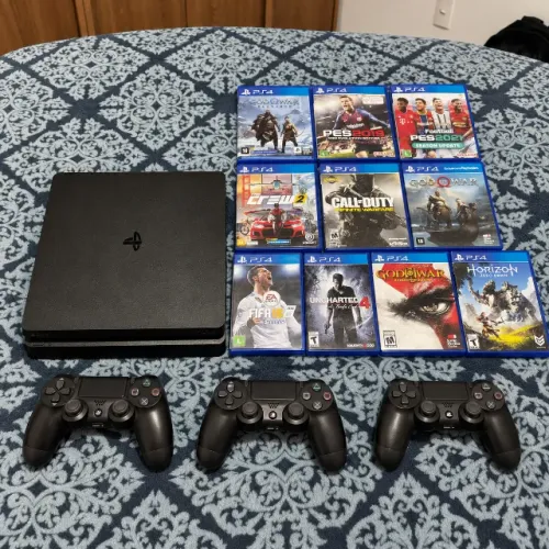 PS4 SLIM 500GB 3 Controle Vários Jogos Oportunidade