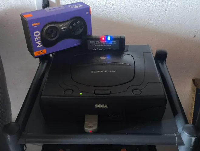 Sega Saturno + Saroo + Controle Tectoy Bluetooth