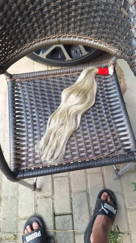 Cabelo humano loiro mesclado 55cm