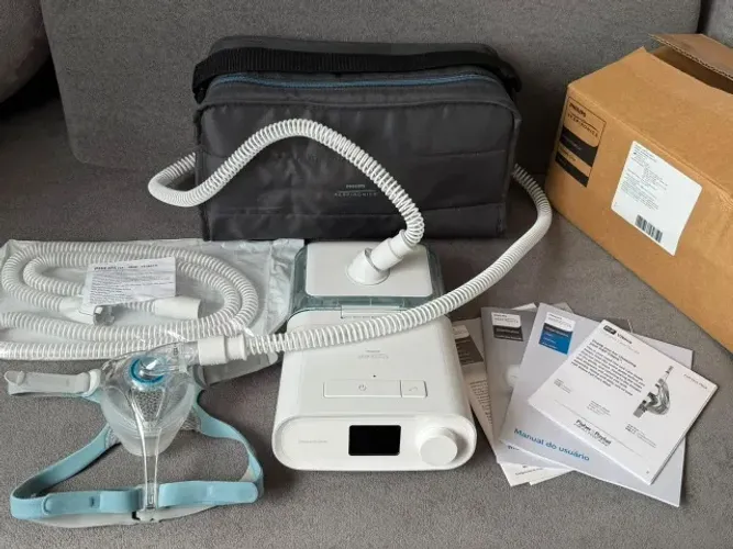 CPAP automatico Philips c/ umidicador + Máscara Facial Vitera + Traqueia aquecida Philips