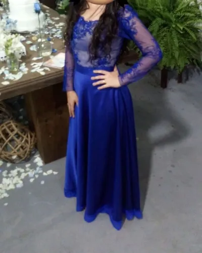 Vestido azul royal longo para madrinhas, debutantes ou formatura