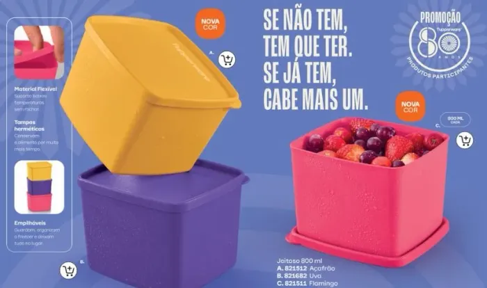 Kit 3 peças de Jeitosos 800 ml Tupperware
