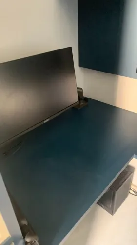 Mesa Gamer Em L Azul Grande Com Gaveteiro em MDF