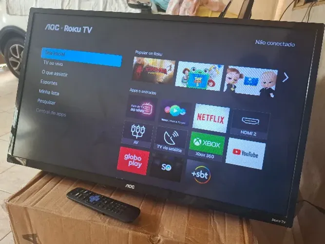 Smart TV Televisão Monitor LED 32 Polegadas AOC Roku TV HD Wi-Fi HDMI USB Netflix YouTube