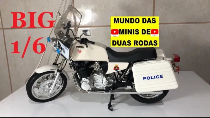 Miniatura Moto Yamaha Police - Guiloy escala 1:6 gigante! Raríssima!
