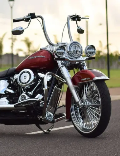 Guidão Ape Hanger Curve Robust 14" Inox Polido Harley-Davidson Softail Deluxe - Novo