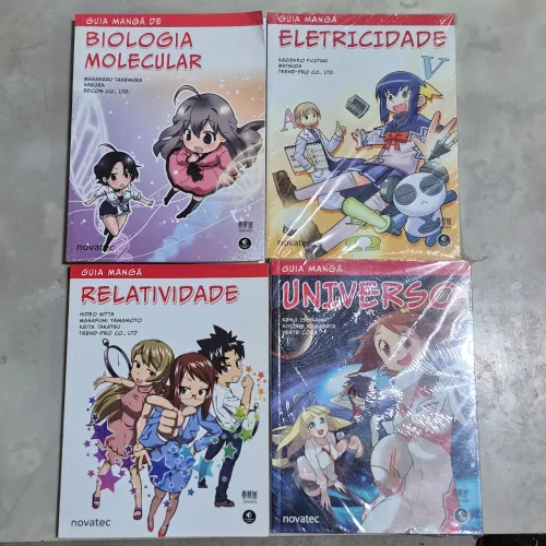 MANGÁ LOTE 4 MANGÁS  GUIA MANGÁS NOVATEC ELETRICIDADE BIOLOGIA RELATIVIDADE UNIVERSO RAROS