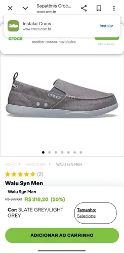 Crocs clássico novo sem uso tipo mocassim