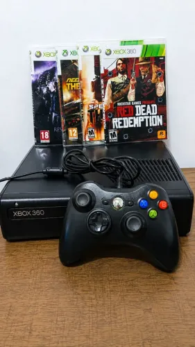 Xbox 360 Desbloqueado + 4 Jogos + Controle + Completo