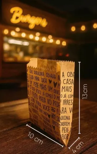 SACO DE PAPEL KRAFT PARA BATATA FRITA E DOCES COM 1000 UNDS
