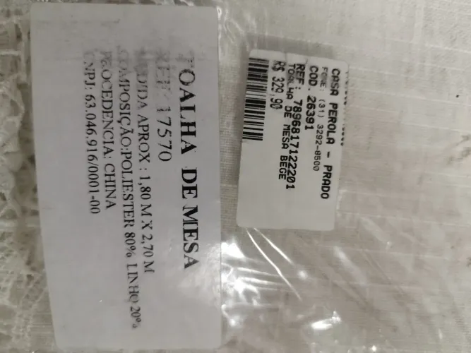 Toalha nova de Mesa Retangular Bege
