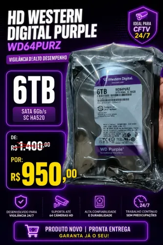 HD Western Digital Purple 6TB - NOVO