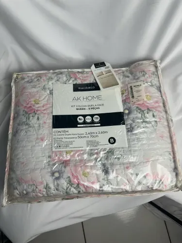Kit Colcha Dupla Face Queen Florido Riachuelo AK Home - Novo