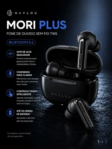 Fone Bluetooth Haylou Mori Plus TWS - Novo | ANC | Bluetooth 5.2